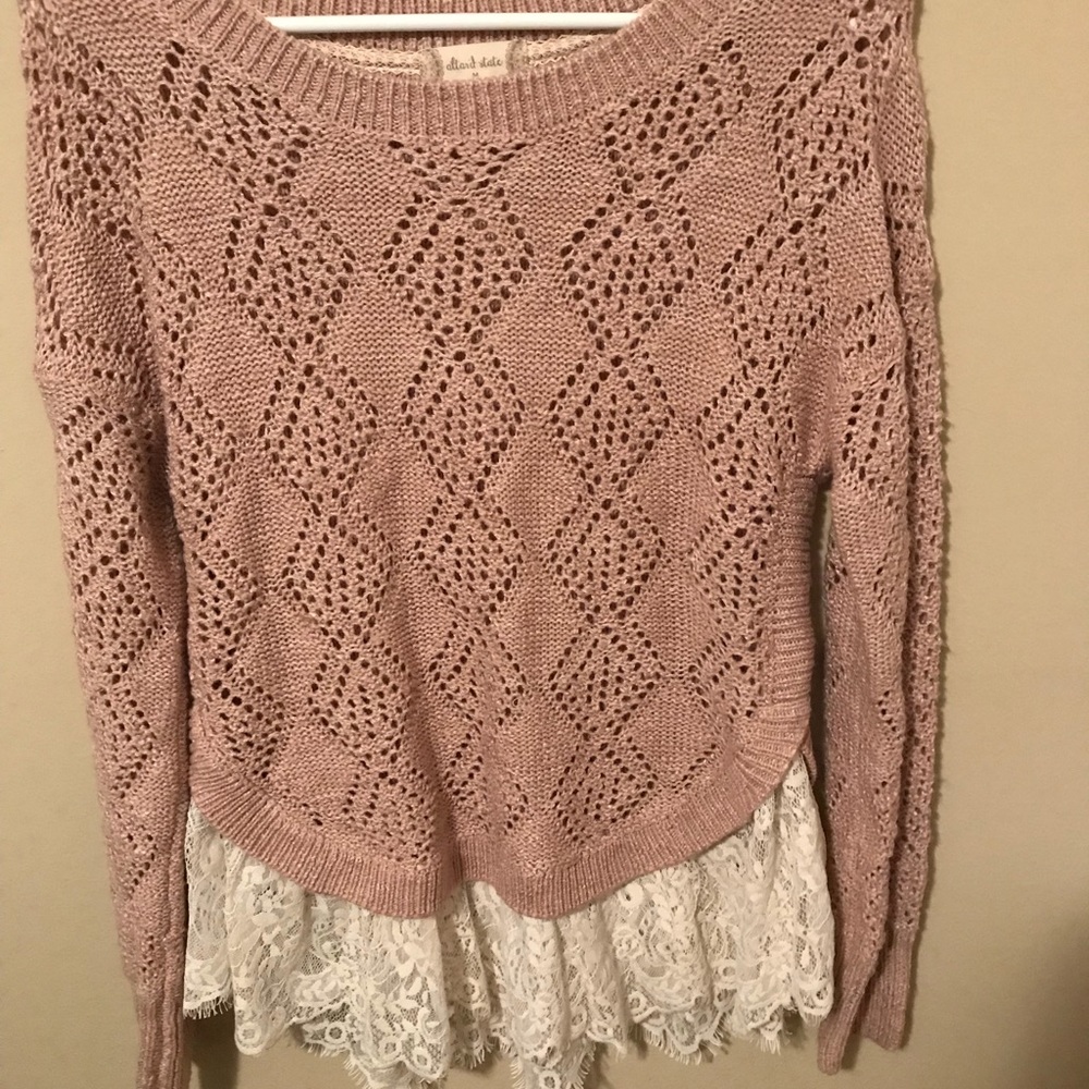 Dusty Rose Lace Trim Sweater Altar’d State